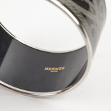 Hermes Enamel Printed Grant Apparat Extra Wide Bracelet Black