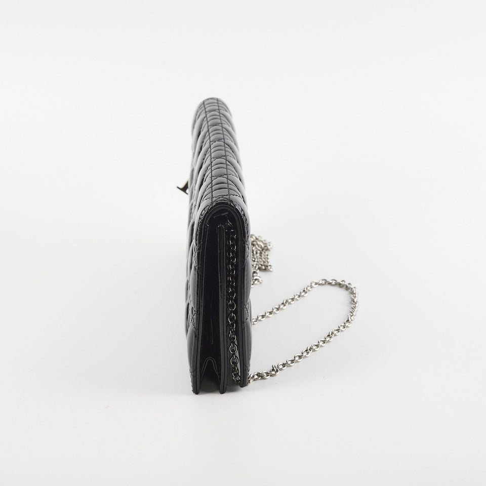 Christian Dior Patent Black Clutch On Chain