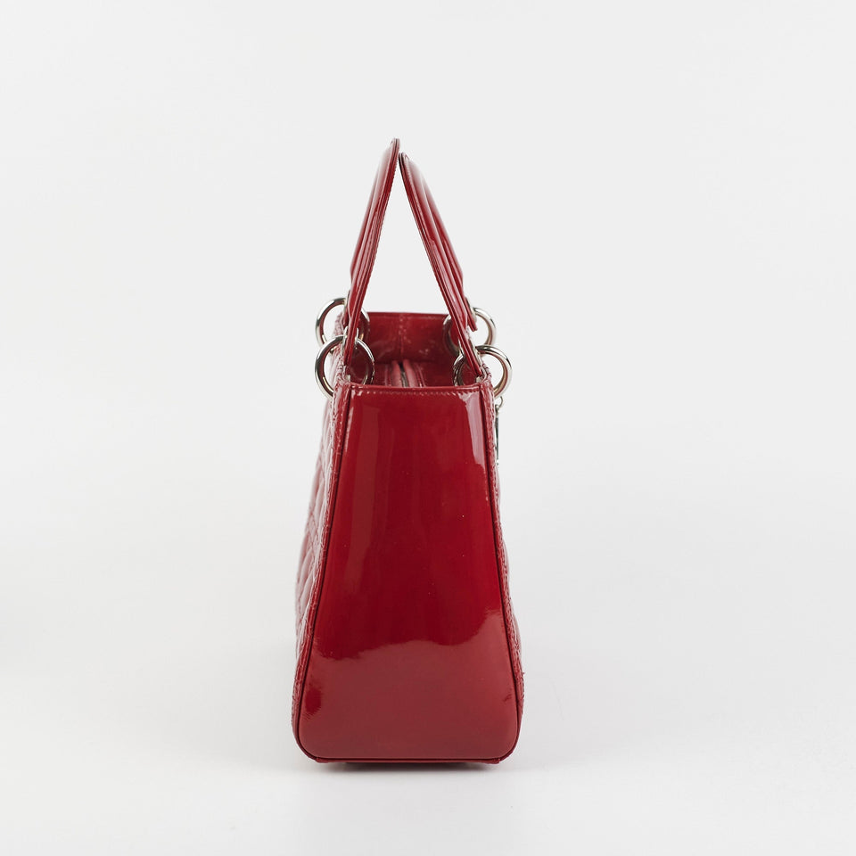 Dior Patent Lady Dior Medium Red