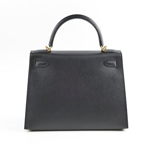 Hermes Kelly 28 Epsom Black C Stamp
