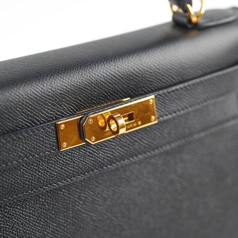 Hermes Kelly 28 Epsom Black C Stamp