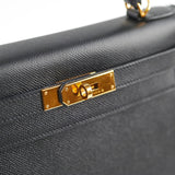 Hermes Kelly 28 Epsom Black C Stamp