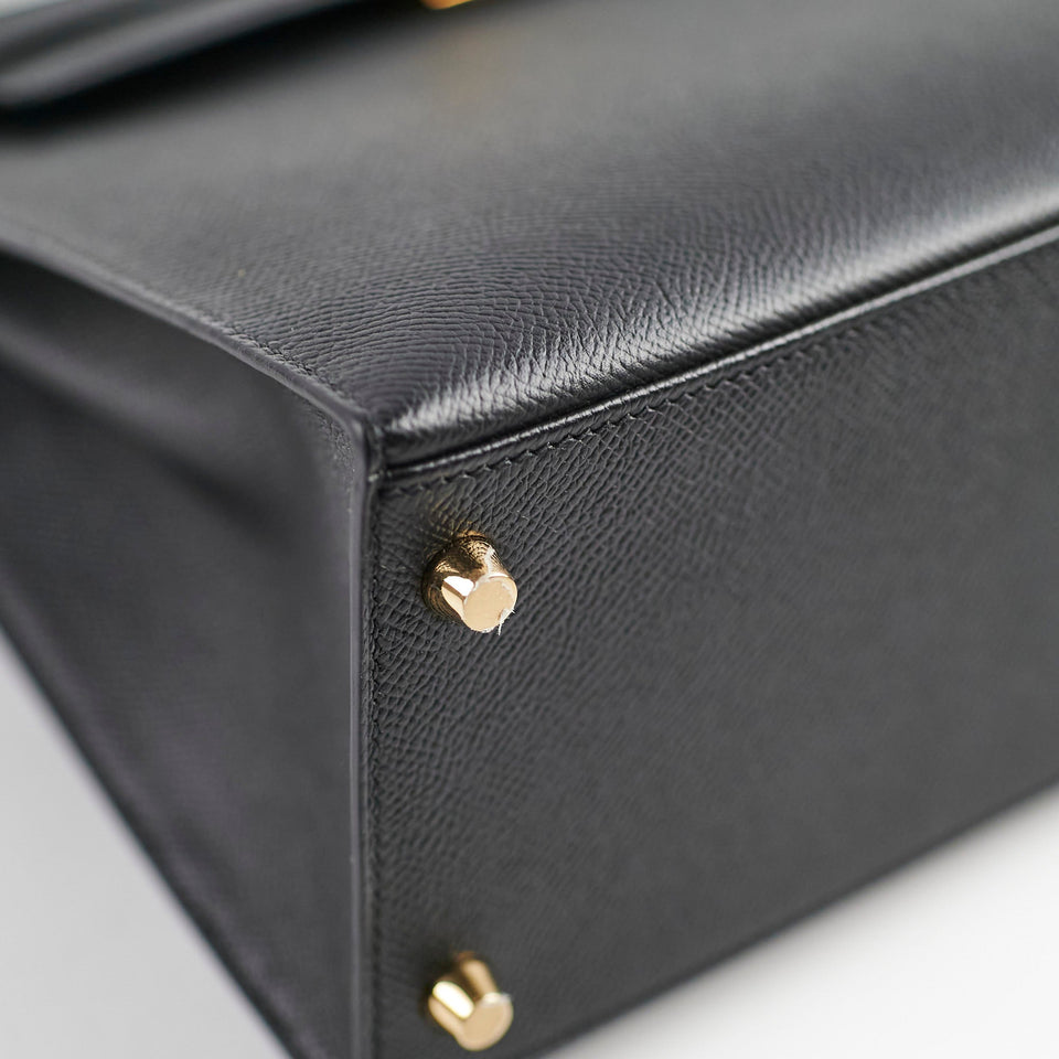 Hermes Kelly 28 Epsom Black C Stamp