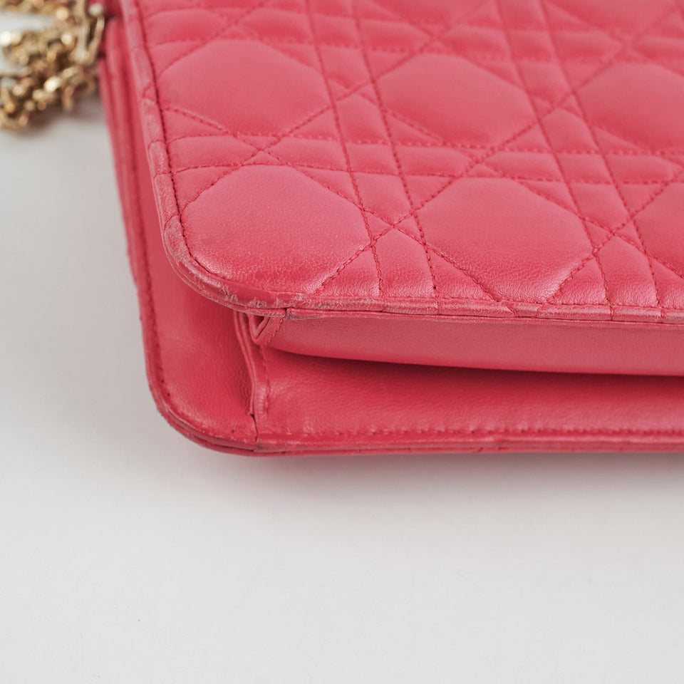 Dior Wallet On Chain Lambskin Pink
