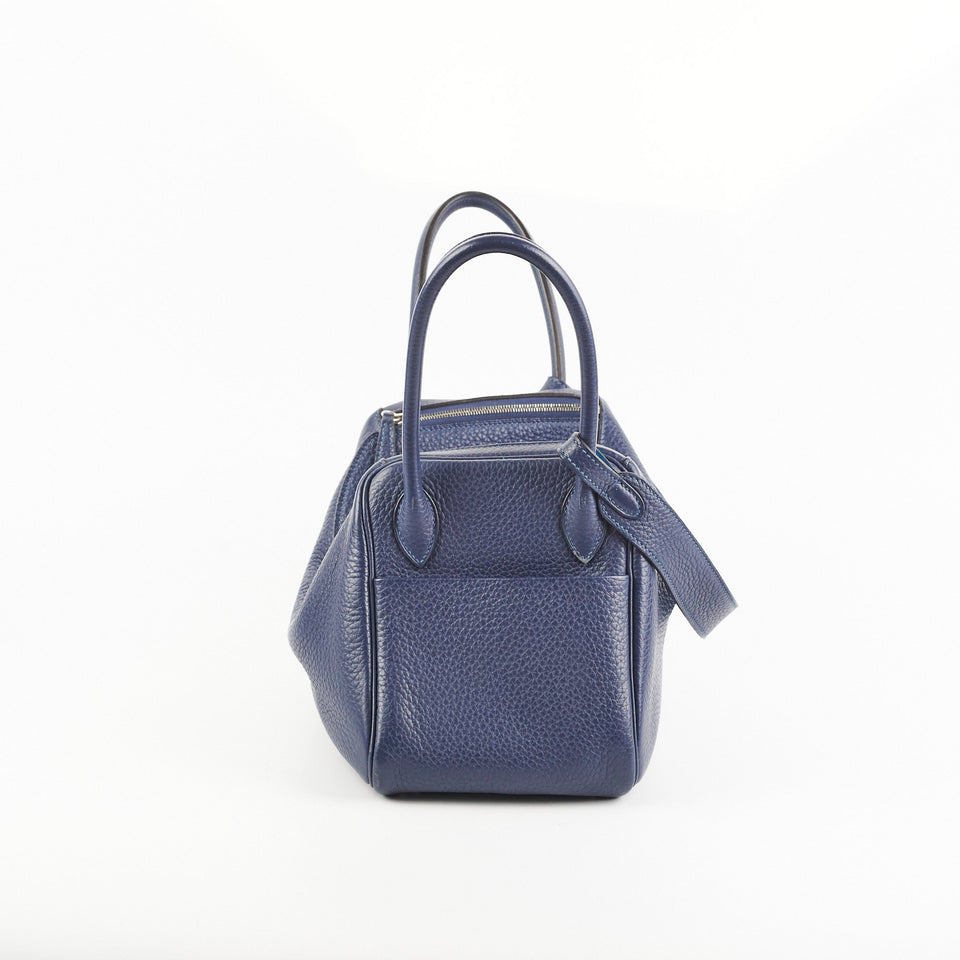 Hermes Lindy 26 Bleu Sapphire Clemence - Stamp Q Square