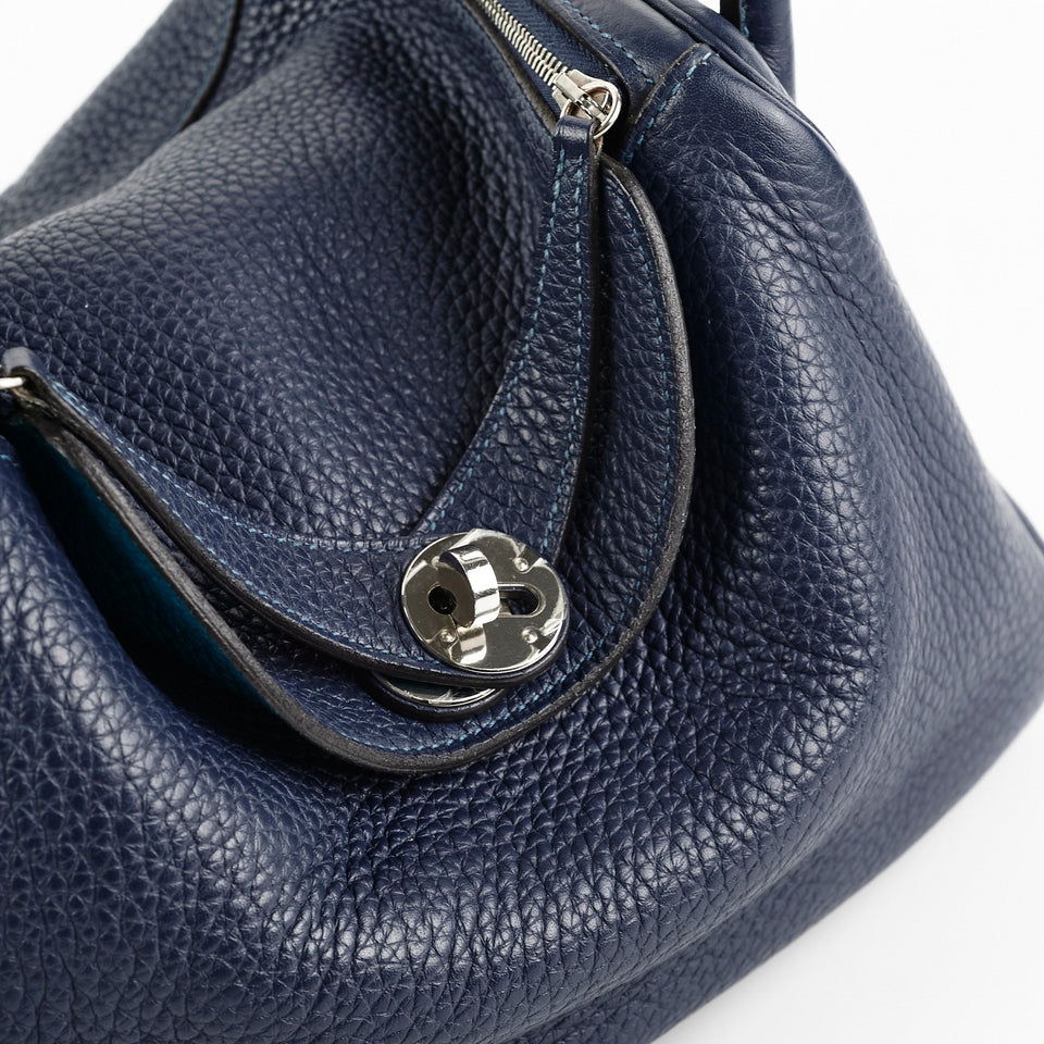 Hermes Lindy 26 Bleu Sapphire Clemence - Stamp Q Square