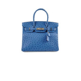 Hermes Birkin Ostrich 30 Blue R Stamp