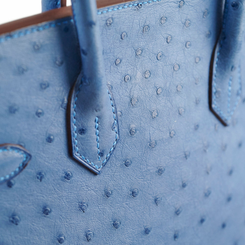 Hermes Birkin Ostrich 30 Blue R Stamp