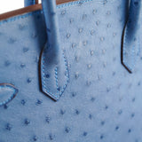 Hermes Birkin Ostrich 30 Blue R Stamp