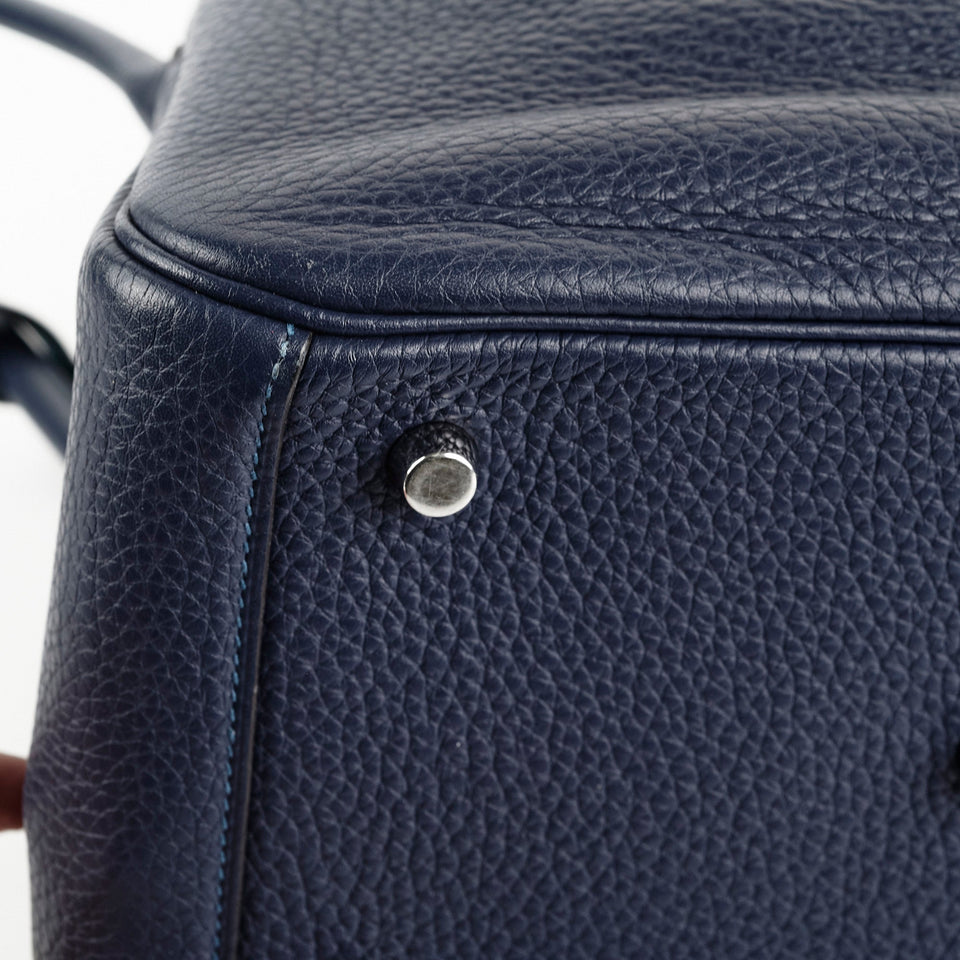 Hermes Lindy 26 Bleu Sapphire Clemence - Stamp Q Square