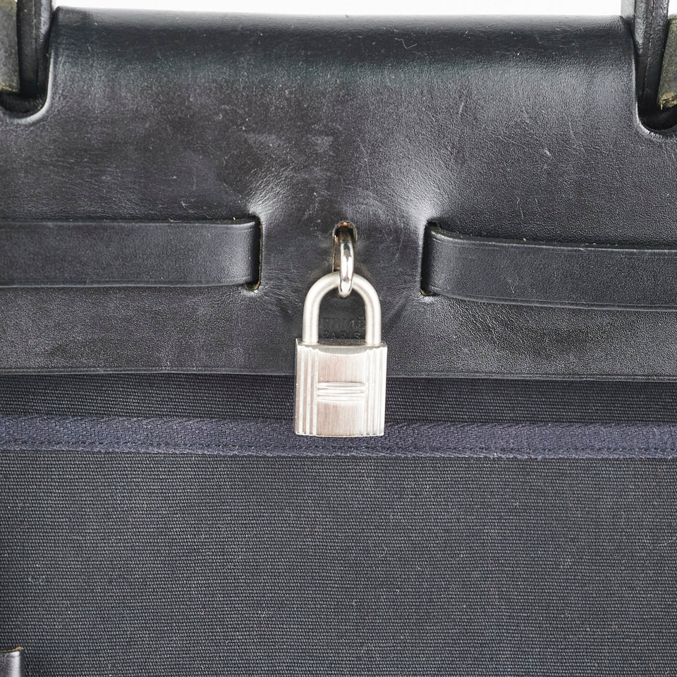 Hermes Herbag 31 Black Square G Stamp
