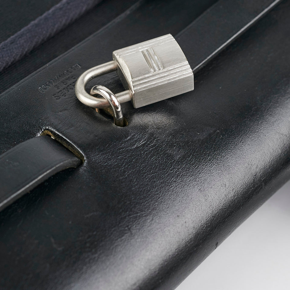 Hermes Herbag 31 Black Square G Stamp