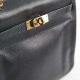 Hermes Kelly 25 Noir Square J Stamp Evergrain Black