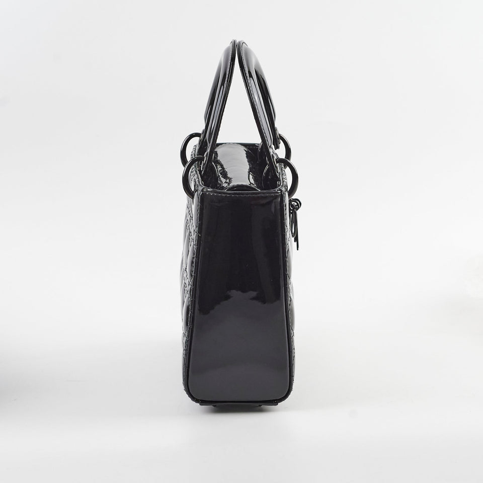 Christian Dior Small Lady Dior Patent Black