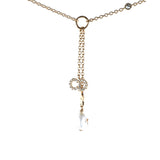 Christian Dior CD Gold Rhinestone Pearl Drop Necklace Costume Jewellery