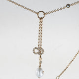 Christian Dior CD Gold Rhinestone Pearl Drop Necklace Costume Jewellery