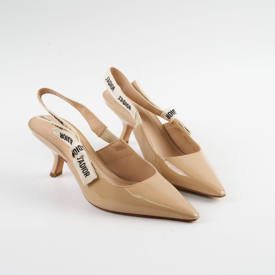 Christian Dior J'aDior Slingback Patent Beige Size 37.5 Heels