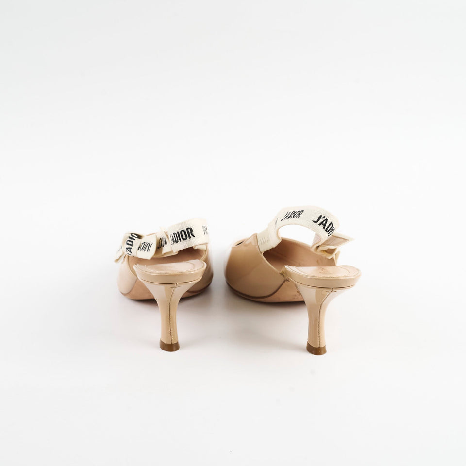 Christian Dior J'aDior Slingback Patent Beige Size 37.5 Heels