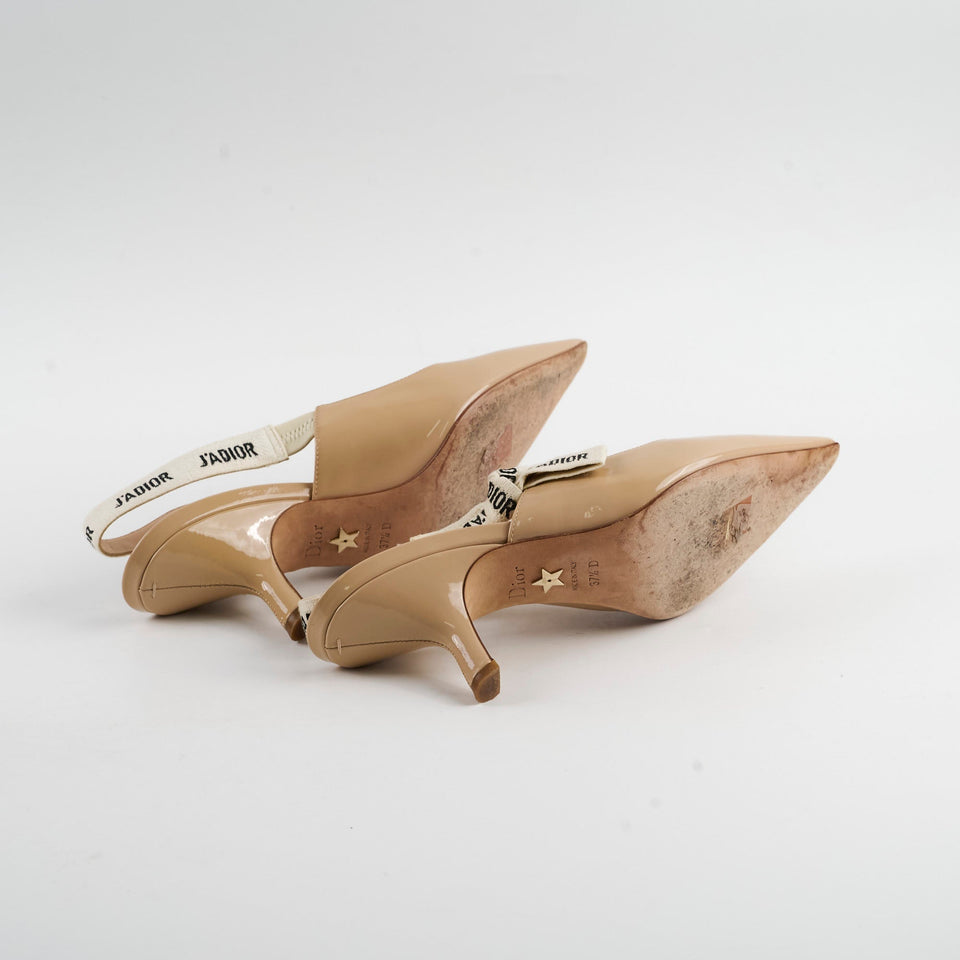 Christian Dior J'aDior Slingback Patent Beige Size 37.5 Heels