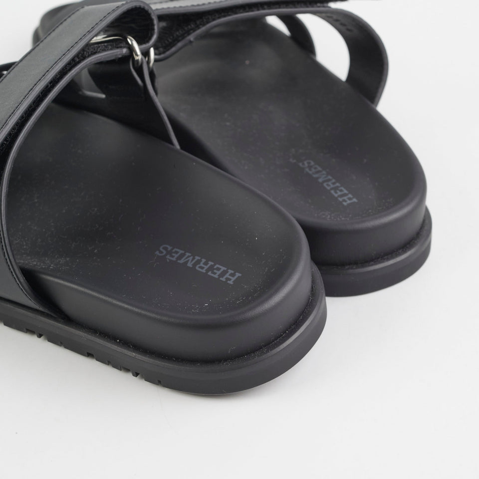 Hermes Chypre Size 36 Black Sandals