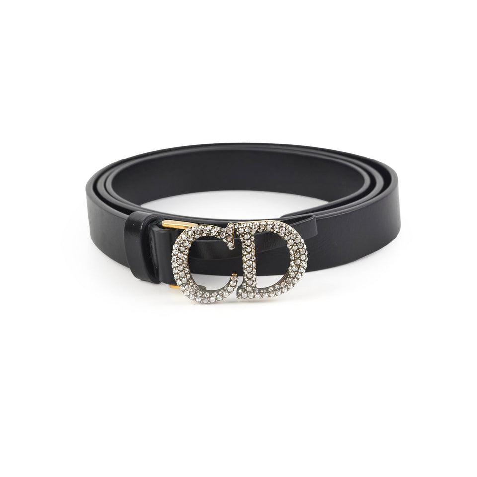 ITEM 5 - Christian Dior CD Rhinestone Gold Belt Size 75cm