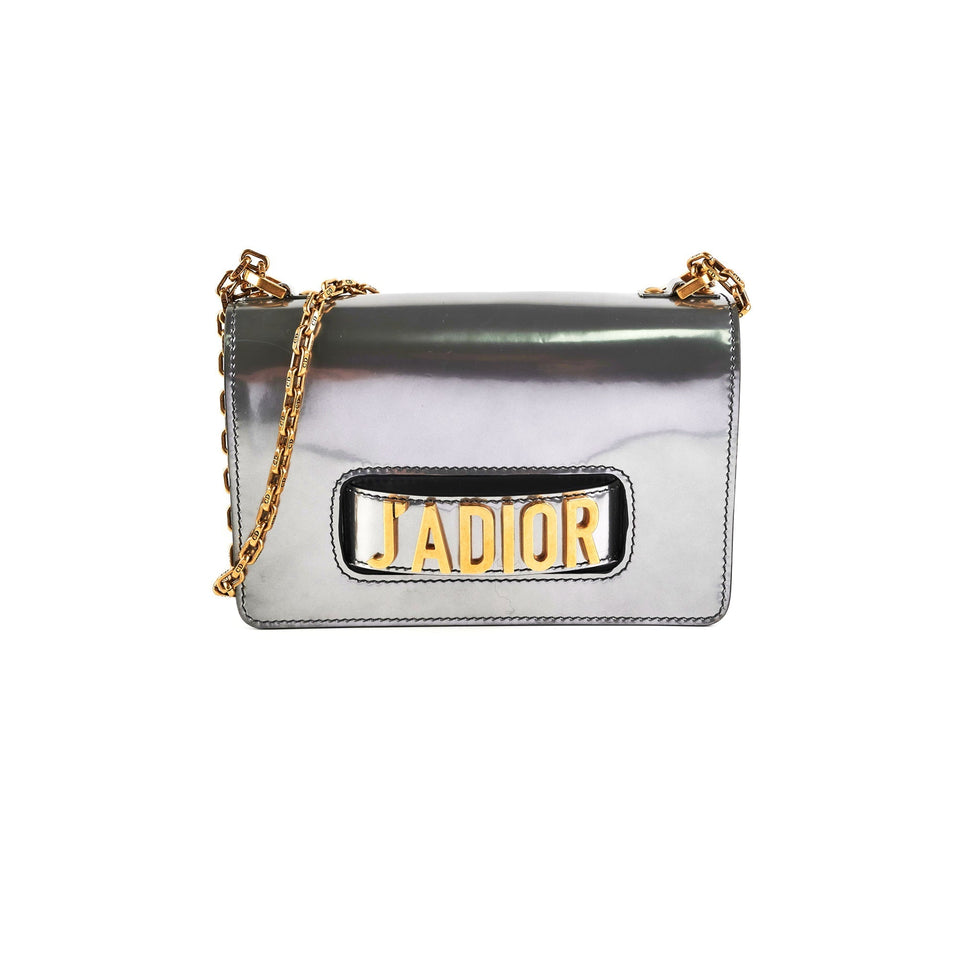 Dior J'ADior Metallic Silver Patent Leather Medium