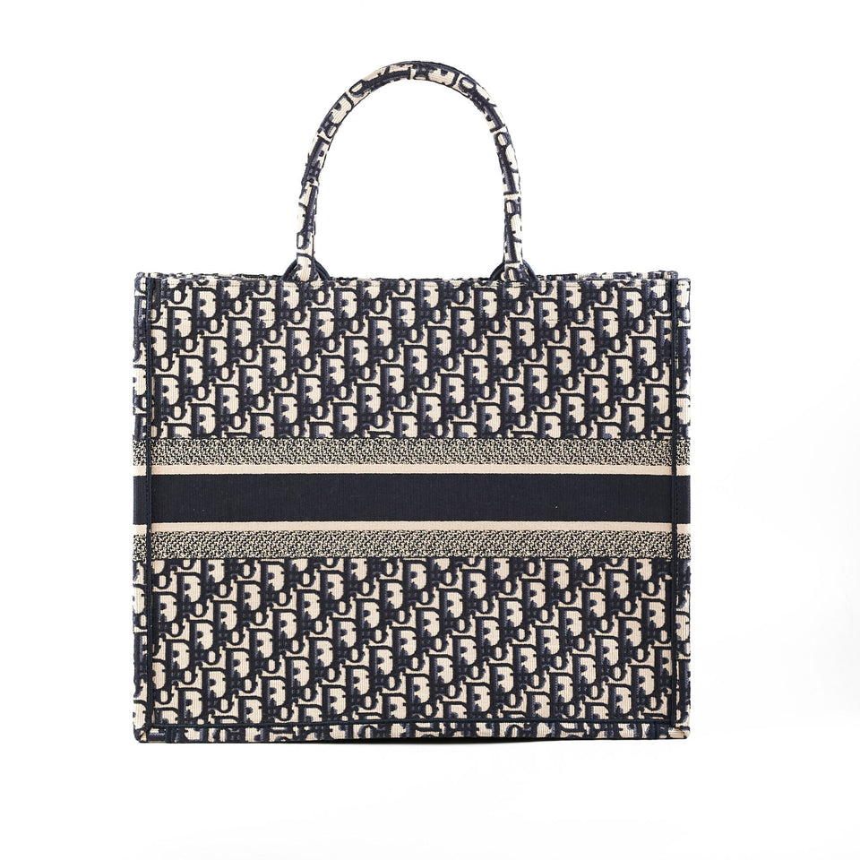 Christian Dior Book Tote Large Oblique Navy