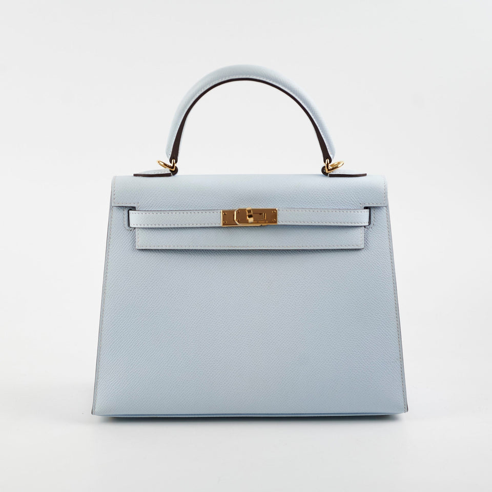 Hermes Kelly 25 Blue Brume GHW Epsom - Y Stamp