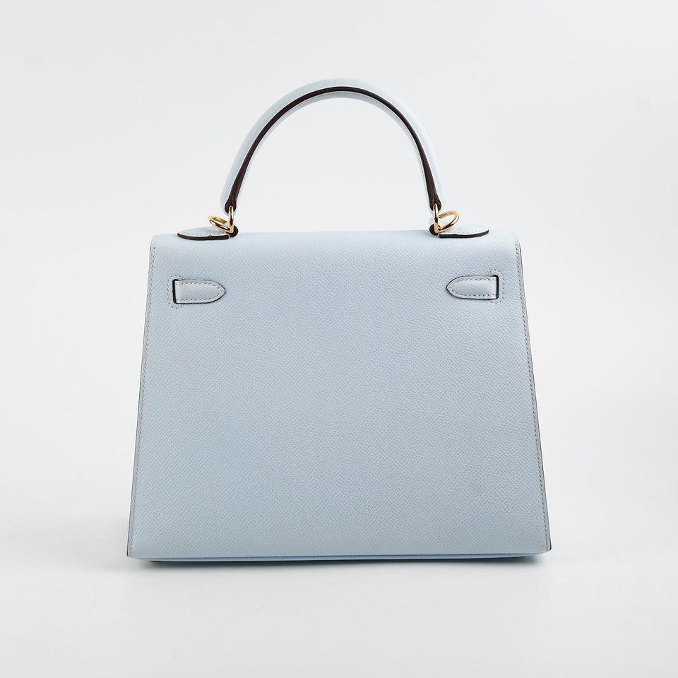 Hermes Kelly 25 Blue Brume GHW Epsom - Y Stamp