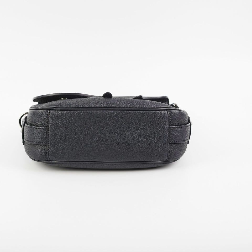 Christian Dior Soft Saddle Mini Black Grained Calfskin Bag