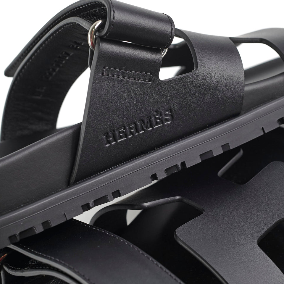 Hermes Chypre Sandals Size 36 Noir