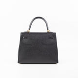 Hermes Kelly 25 Epsom Noir Stamp X