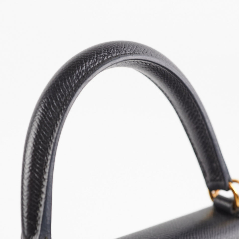 Hermes Kelly 25 Epsom Noir Stamp X
