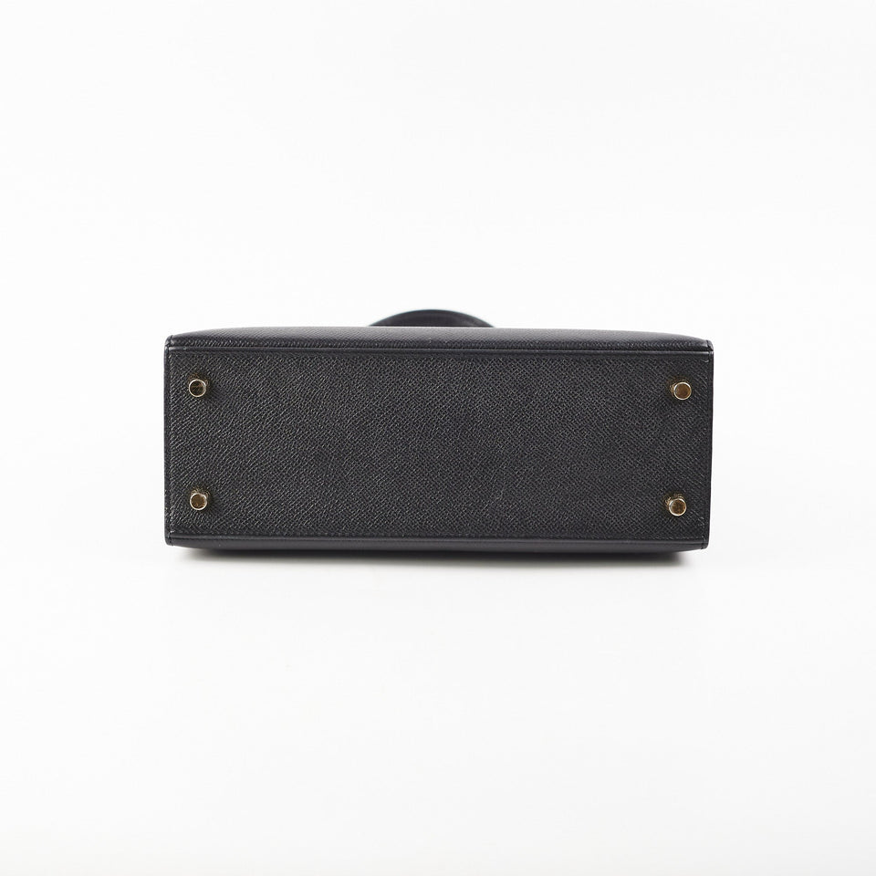 Hermes Kelly 25 Epsom Noir Stamp X