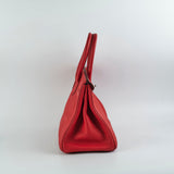 Hermes Birkin 30 Red Clemence- Q Square Stamp