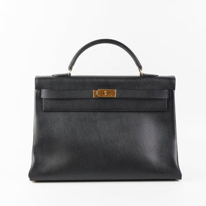 Hermes Kelly 40 Black Ardennes D Stamp (2000)