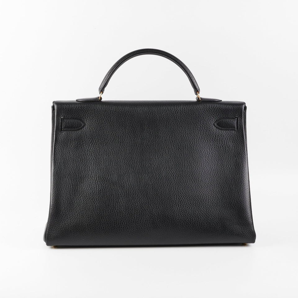 Hermes Kelly 40 Black Ardennes D Stamp (2000)
