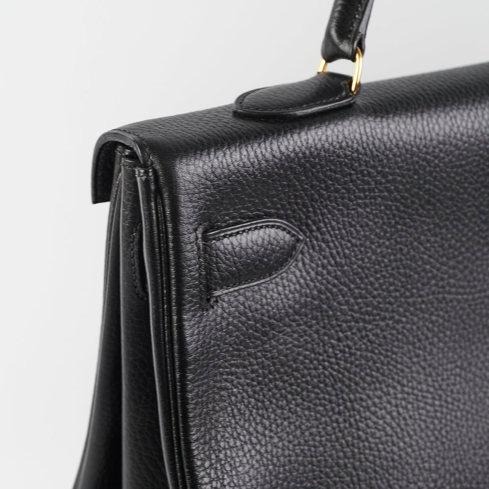 Hermes Kelly 40 Black Ardennes D Stamp (2000)