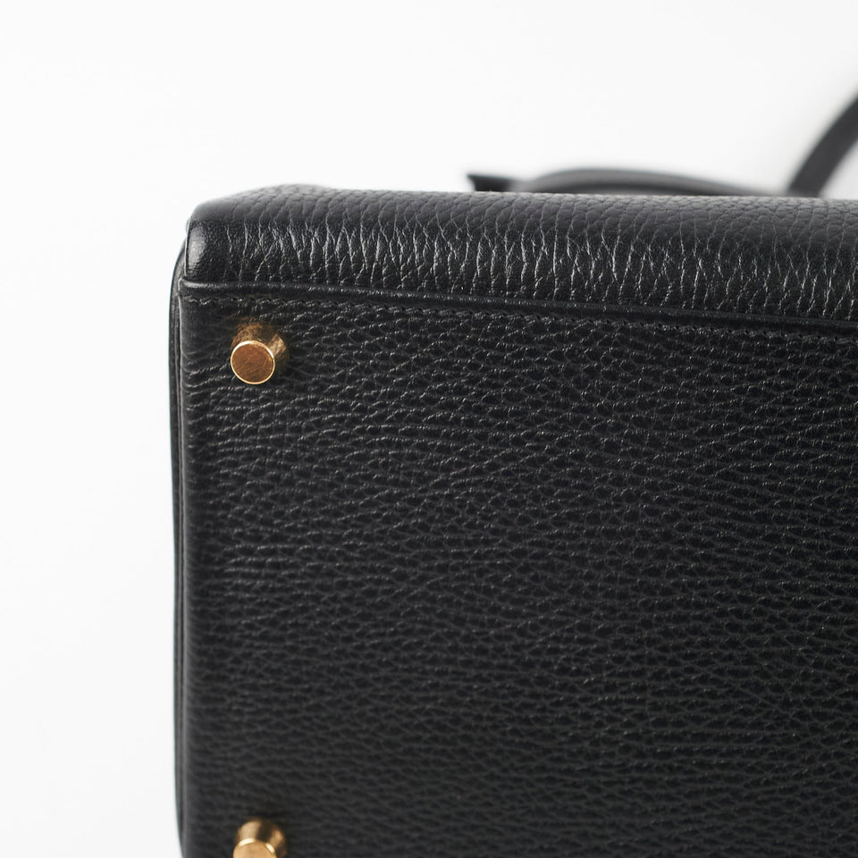Hermes Kelly 40 Black Ardennes D Stamp (2000)