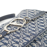 Christian Dior Canvas Vintage Navy Oblique Flap Side Carry 2004