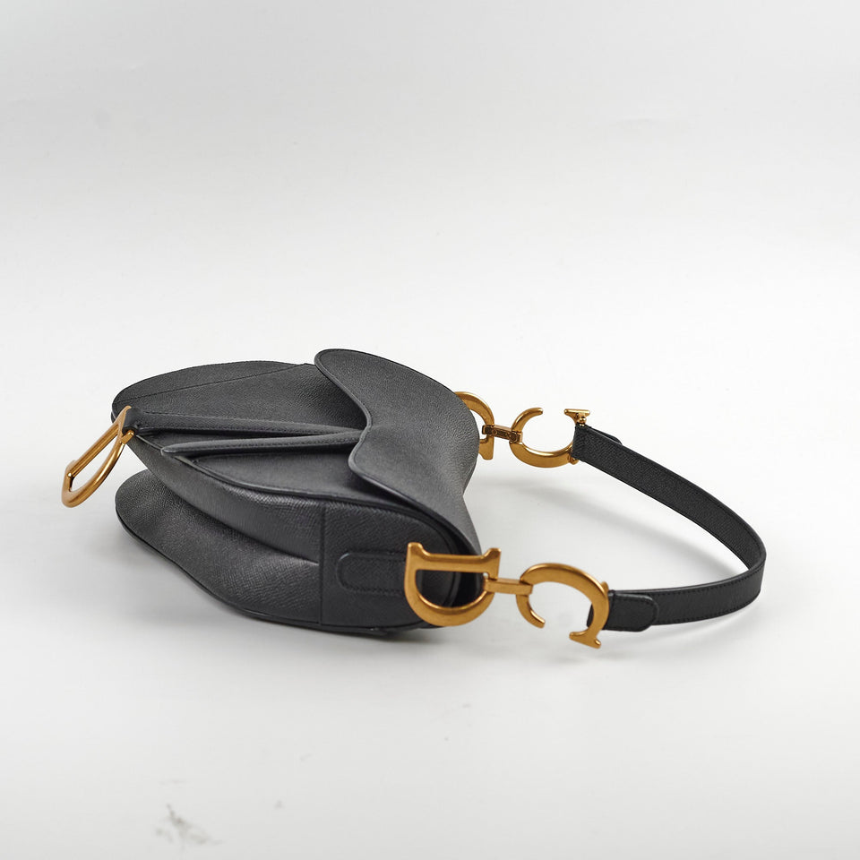 Dior Saddle Bag With Strap Calfskin Black Medium