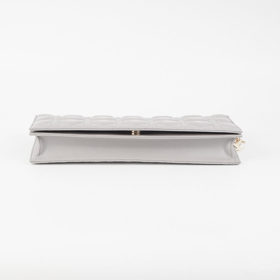 Dior Cannage Lambskin Silver Clutch