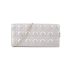 Dior Cannage Lambskin Silver Clutch