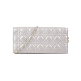 Dior Cannage Lambskin Silver Clutch