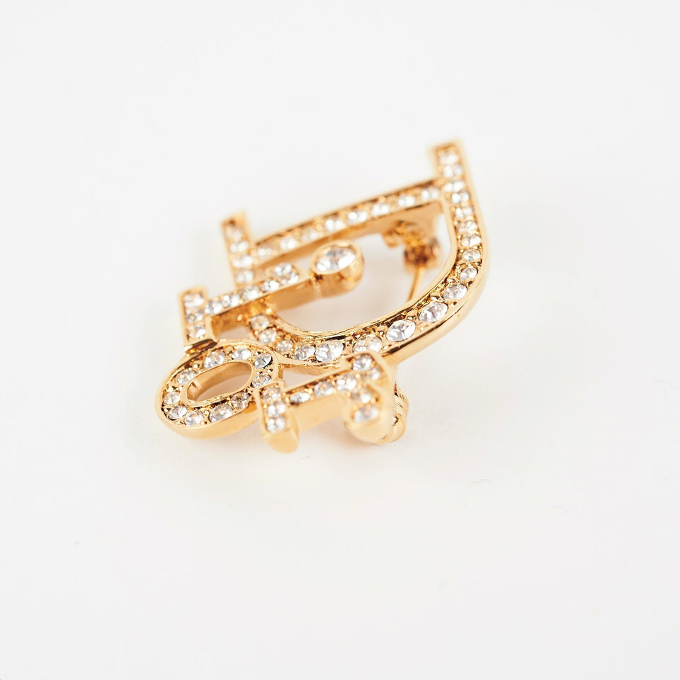 ITEM 5 - Christian Dior Logo Rhinestone Brooch Costume Jewellery
