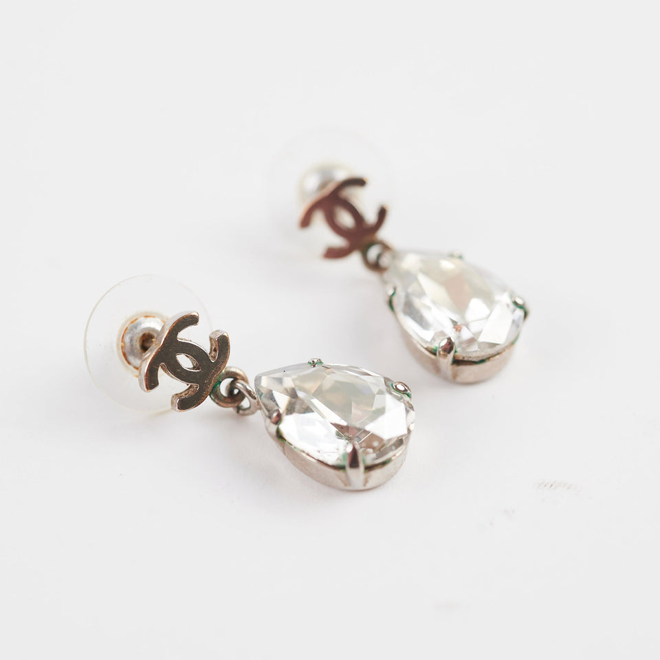 Chanel Logo Drop Jewel Earrings Costume Jewellery