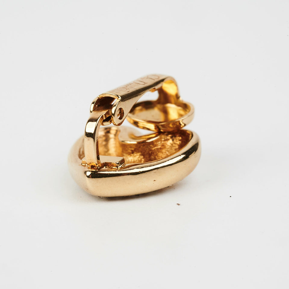 Christian Dior Heart Rhinestone Clip On Earrings Costume Jewellery