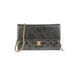 Chanel Zip Away Chain Clutch Wallet on Chain WOC Metallic Grey
