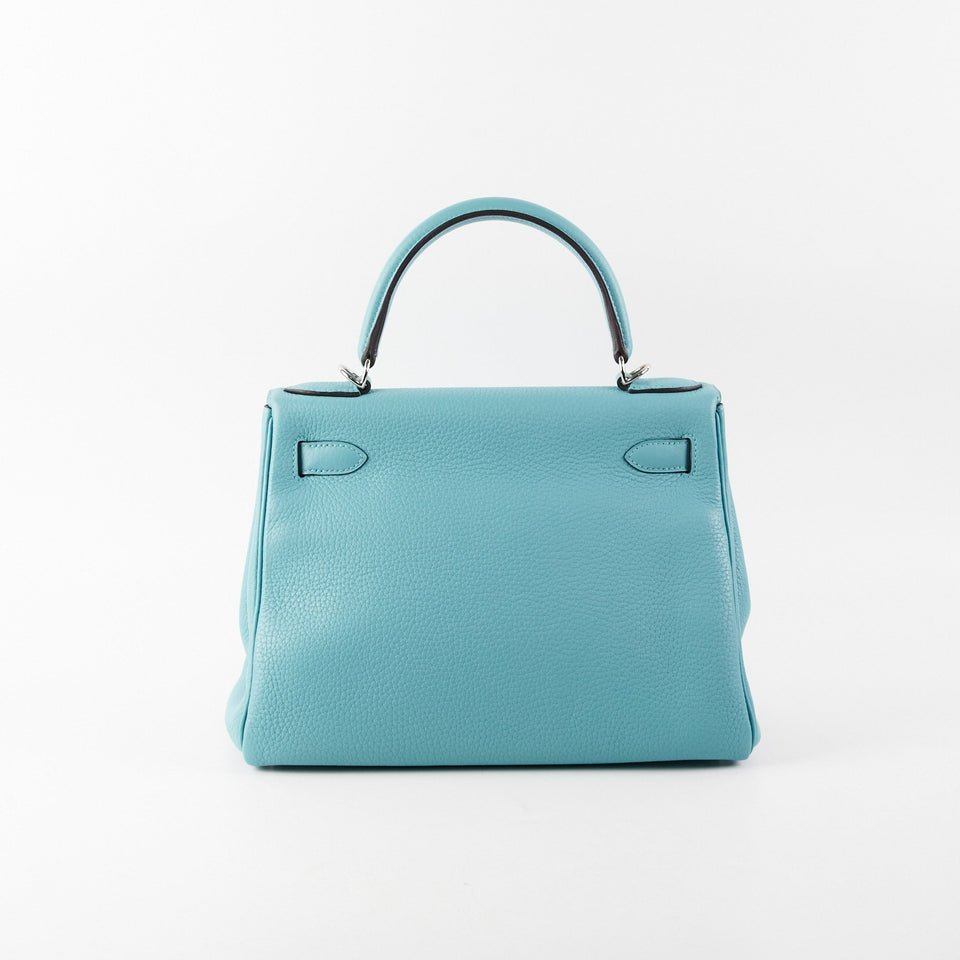 Hermes Kelly 28 Clemence Blue Jeans