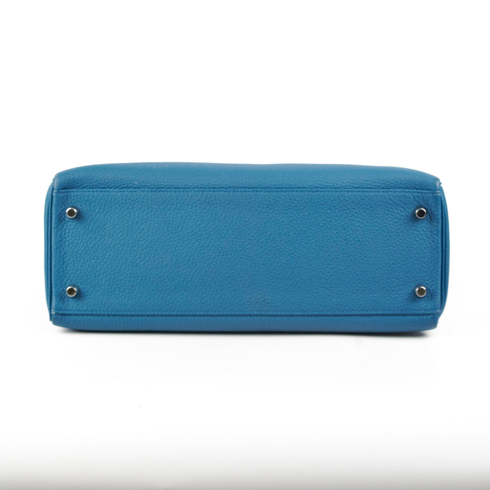 Hermes Kelly 32 Togo Blue- T Stamp